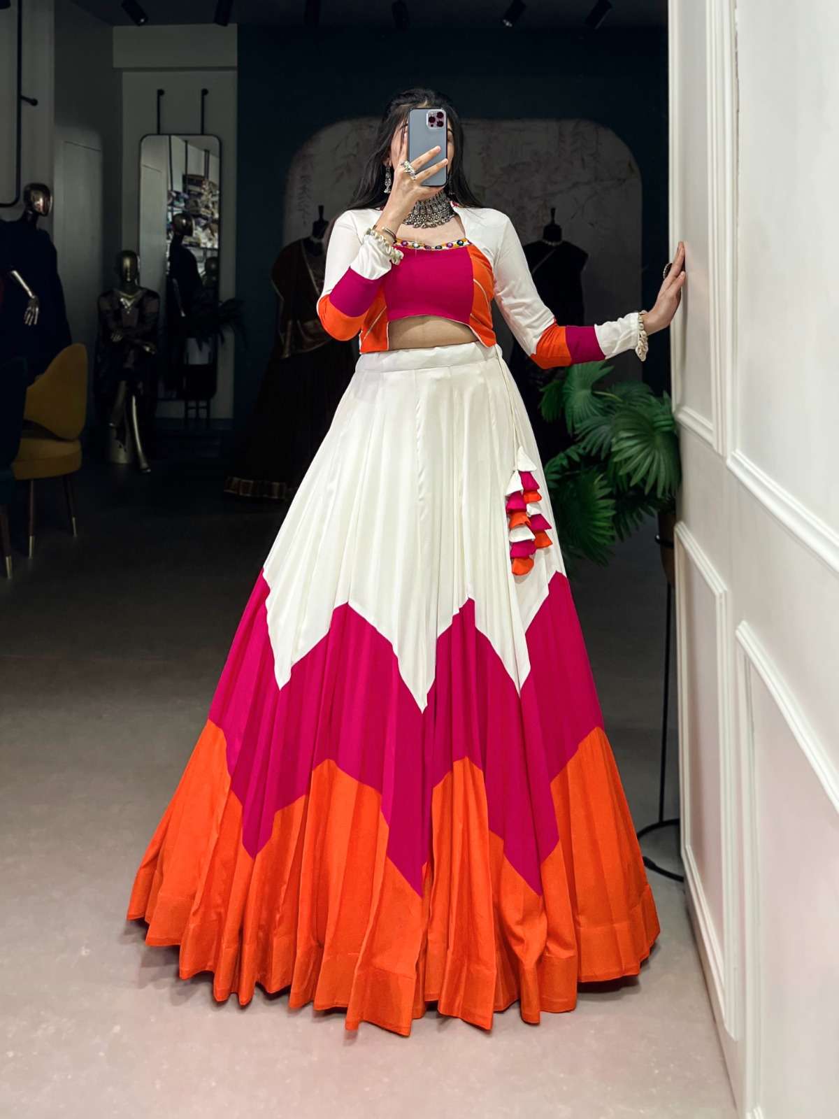 1624 COLOUR BY ASLIWHOLESALE DESIGNER PURE RAYON NAVRATRI LEHENGA-00195