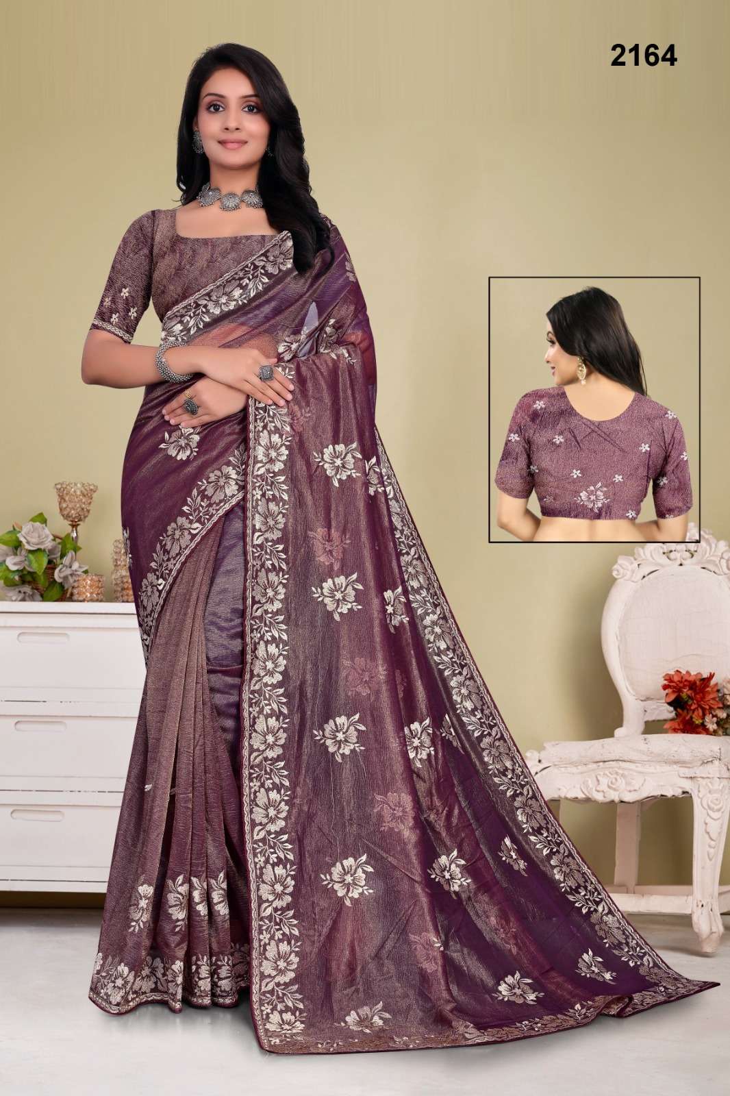 2164 COLOUR BY ASLIWHOLESALE DESIGNER PURE NET EMBROIDERY PRINTED SAREES-00103