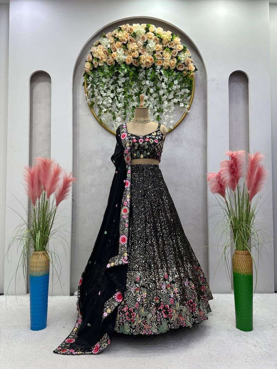 248 HIT COLOUR BY ASLIWHOLESALE DESIGNER PURE FAUX GEORGETTE EMBROIDERY PRINTED LEHENGAS-00246