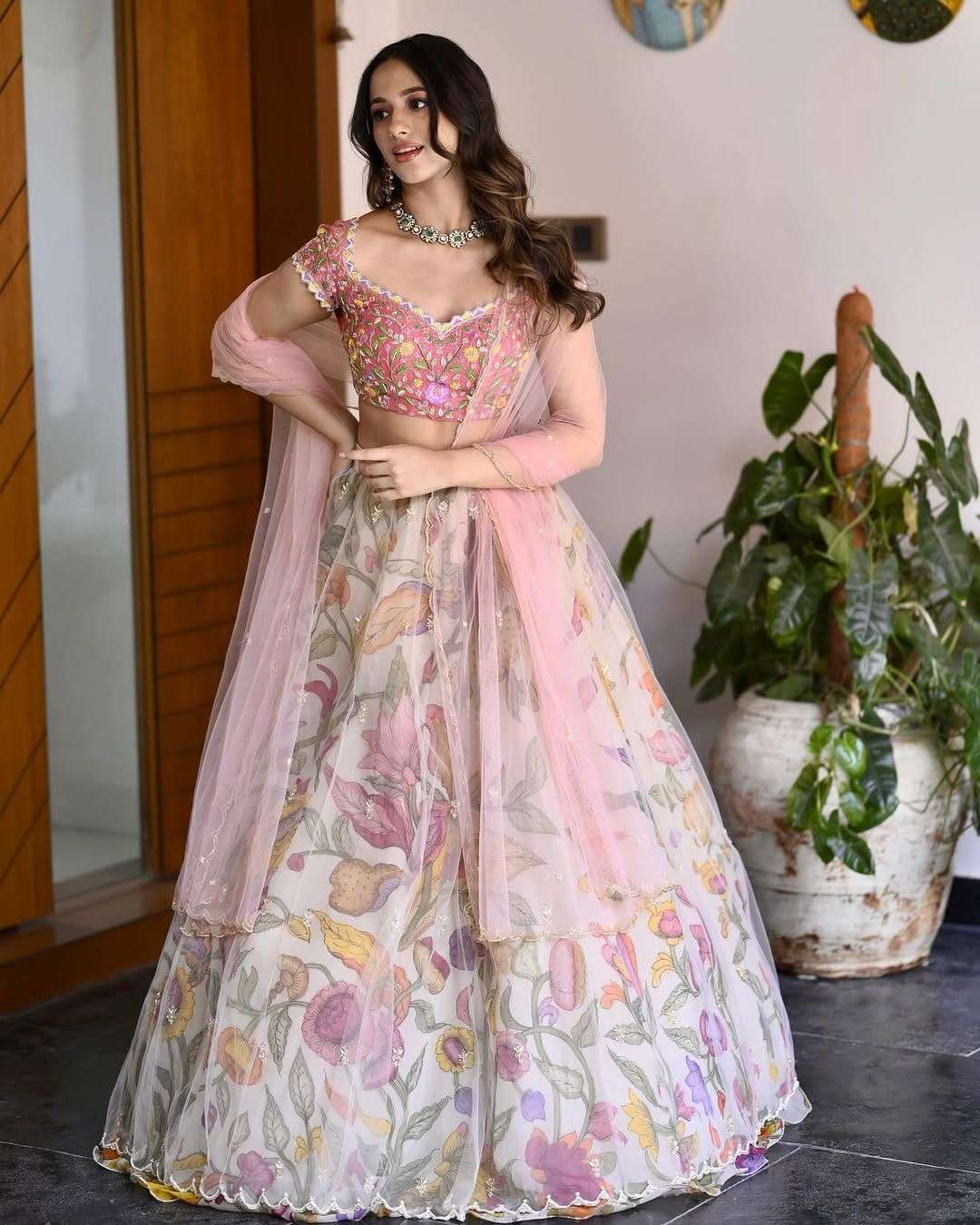 26 DESIGN BY ASLIWHOLESALE DESIGNER PURE CHINNON SILK EMBROIDERY PRINTED LEHENGAS-00287