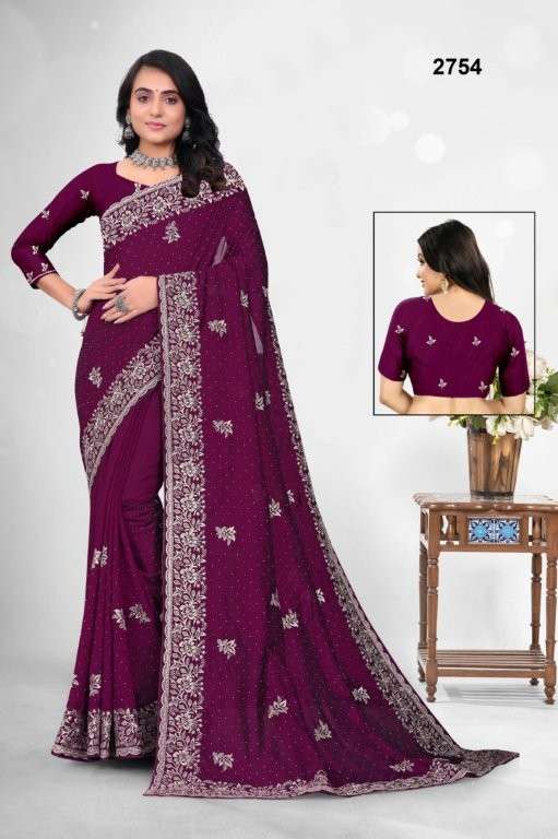 2754 COLOUR BY ASLIWHOLESALE DESIGNER PURE FANCY SILK EMBROIDERY SAREES-00103