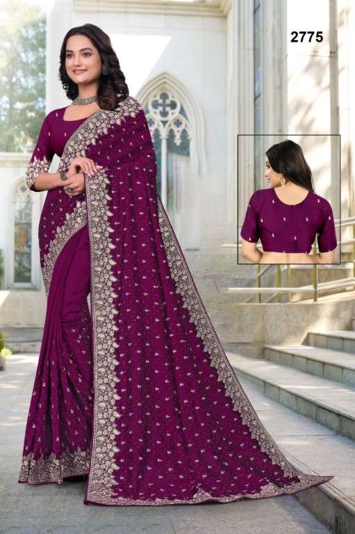 2775 COLOUR BY ASLIWHOLESALE DESIGNER PURE VICHITRA SILK EMBROIDERY PRINTED SAREES-00103