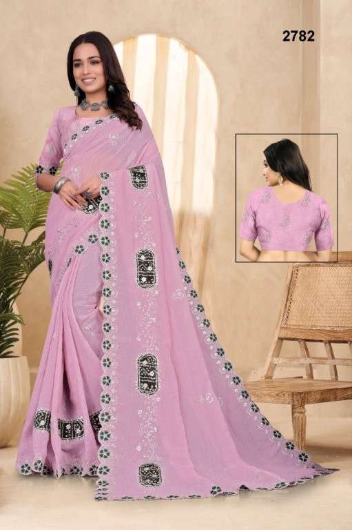 2782 COLOUR BY ASLIWHOLESALE DESIGNER PURE FANCY EMBROIDERY PRINTED SAREES-00103