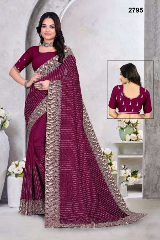 2795 COLOUR BY ASLIWHOLESALE DESIGNER PURE VICHITRA SILK EMBROIDERY SAREES-00103