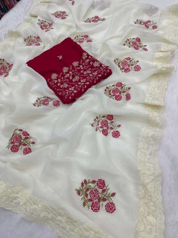 2809 COLOUR BY ASLIWHOLESALE DESIGNER PURE FANCY EMBROIDERY PRINTED SAREES-00103