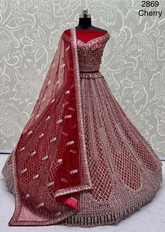 2869 HIT COLOUR BY ASLIWHOLESALE DESIGNER PURE NET EMBROIDERY PRINTED LEHENGAS-00130