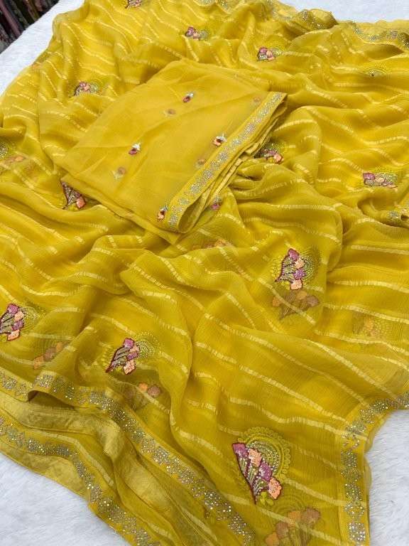 3011 COLOUR BY ASLIWHOLESALE DESIGNER PURE CHIFFON EMBROIDERY PRINTED SAREES-00103
