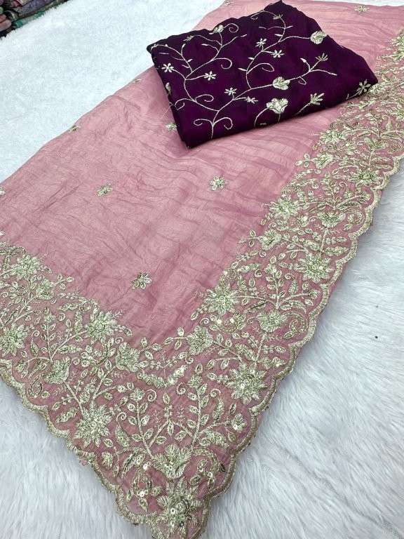 3466 COLOUR BY ASLIWHOLESALE DESIGNER SOFT FANCY WORK SAREES-00103