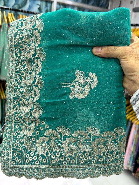 3496 COLOUR BY ASLIWHOLESALE DESIGNER PURE CRUNCY FANCY EMBROIDERY SAREES- 00103