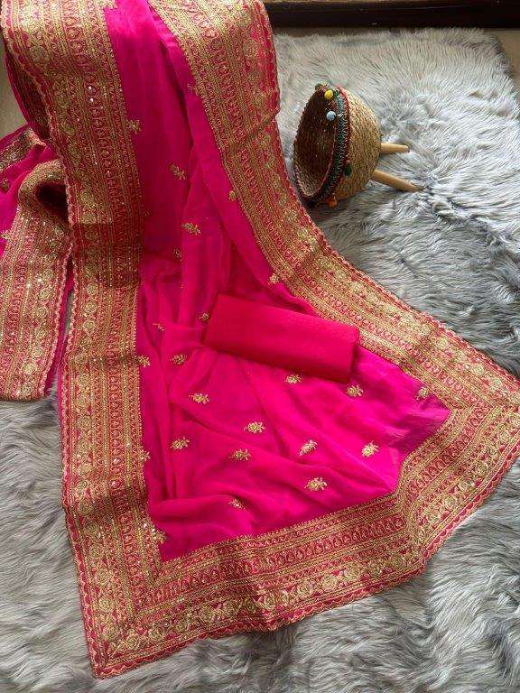 355 COLOUR BY ASLIWHOLESALE DESIGNER PURE GEORGETTE EMBROIDERY SAREES-00285