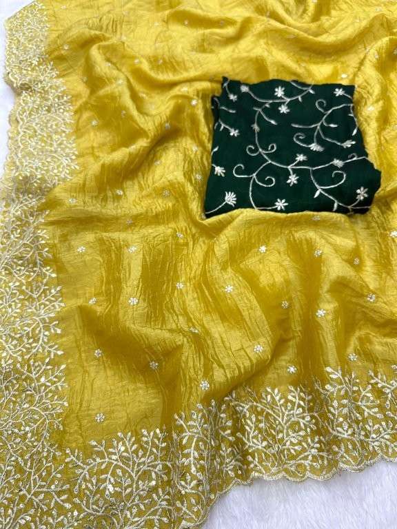3727 COLOUR BY ASLIWHOLESALE DESIGNER PURE CRUSH EMBROIDERY PRINTED SAREES-00103
