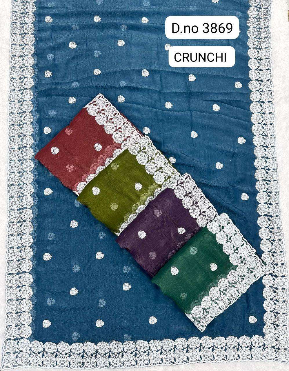 3869 COLOUR BY ASLIWHOLESALE DESIGNER PURE FANCY EMBROIDERY PRINTED SAREES-00103