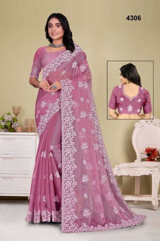 4306 COLOUR BY ASLIWHOLESALE DESIGNER PURE WHITE HOUSE EMBRODEIRY SAREES-00103