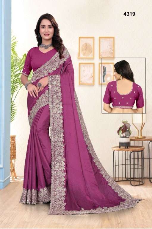 4319 COLOUR BY ASLIWHOLESALE DESIGNER PURE CHIFFON EMBROIDERY PRINTED SAREES-00103