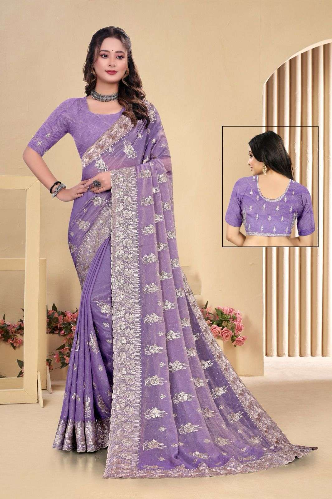 4320 COLOUR BY ASLIWHOLESALE DESIGNER PURE NC MOSS FANCY EMBROIDERY SAREES-00103