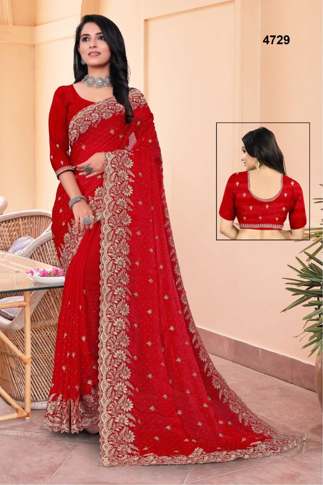 4729 COLOURS BY ASLIWHOLESALE DESIGNER SOFT FANCY WORK SAREES-00103