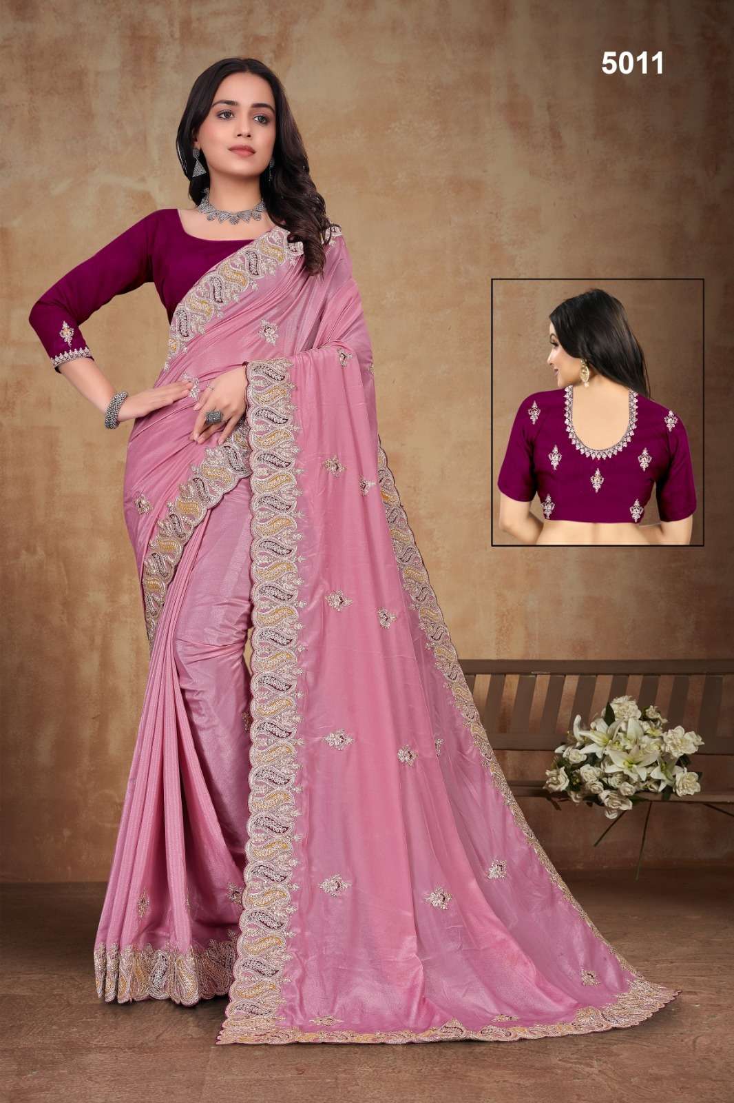 5011 COLOUR BY ASLIWHOLESALE DESIGNER PURE SILK EMBROIDERY SAREES-00103