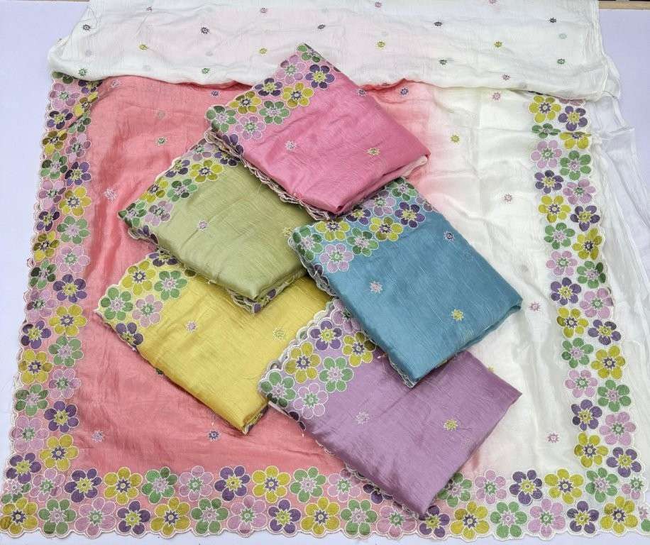5023 COLOUR BY ASLIWHOLESALE DESIGNER PURE FANCY EMBROIDERY SAREES-00103
