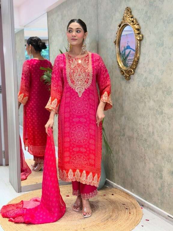 5292 HIT COLOUR BY ASLIWHOLESALE DESIGNER PURE CREPE EMBROIDERY PRINTED DRESSES-00262