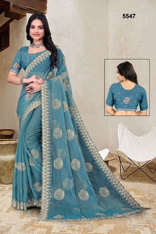 5547 COLOUR BY ASLIWHOLESALE DESIGNER PURE SILK EMBROIDERY PRINTED SAREES-00103