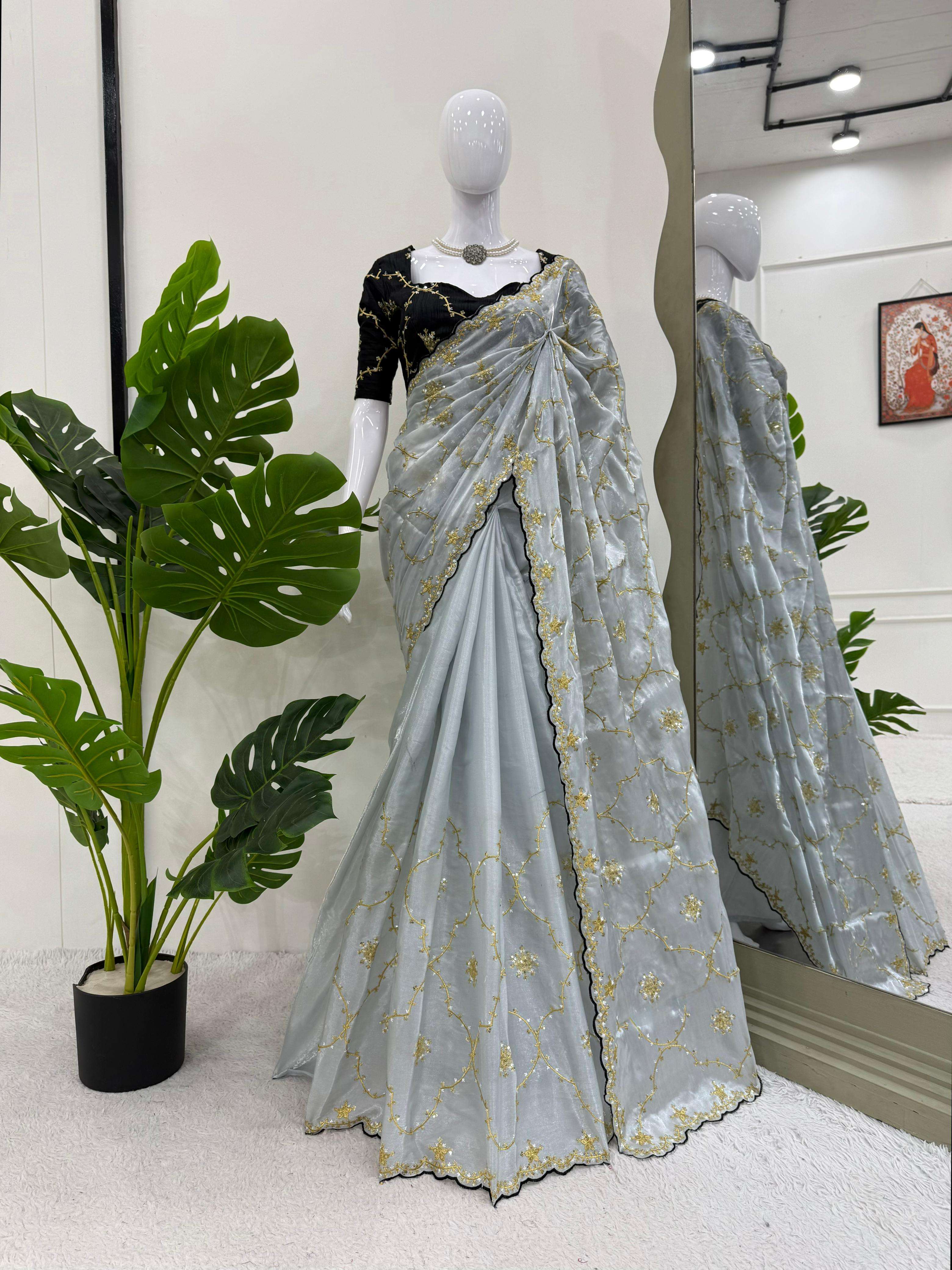 561 HIT COLOUR BY ASLIWHOLESALE DESIGNER PURE JIMMY CHOO SEQUENCE SAREES-00241