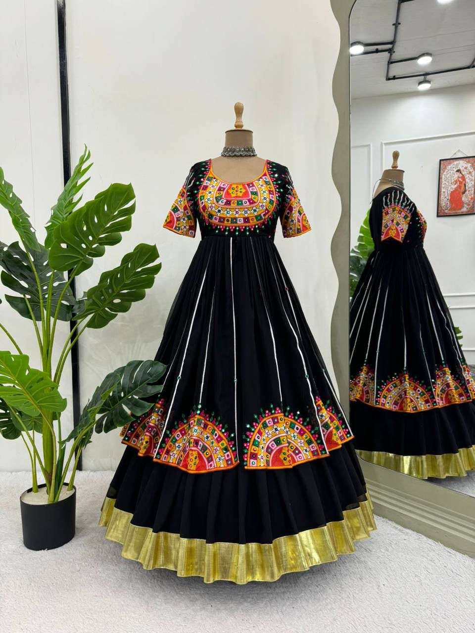 5737 HIT COLOUR BY ASLIWHOLESALE DESIGNER PURE FAUX GEORGETTE EMBROIDERY PRINTED LEHENGAS-00242
