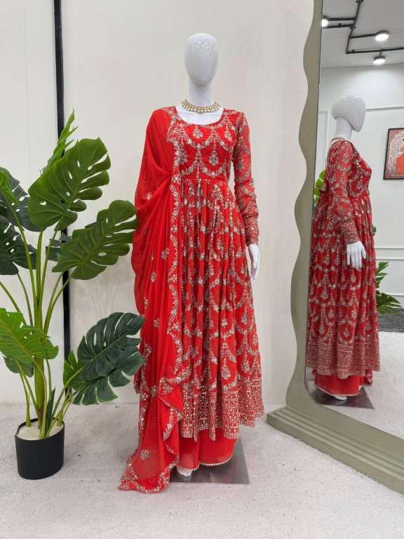 5806 HIT COLOUR BY ASLIWHOLESALE DESIGNER PURE FAUX GEORGETTE EMBROIDERY PRINTED DRESSES-00242