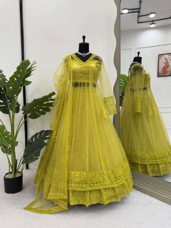 5895 HIT COLOUR BY ASLIWHOLESALE DESIGNER PURE NET EMBROIDERY PRINTED DRESSES-00242