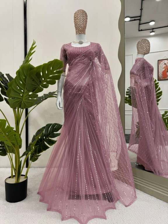 599 HIT COLOUR BY ASLIWHOLESALE DESIGNER PURE NET EMBROIDERY PRINTED SAREES-00241