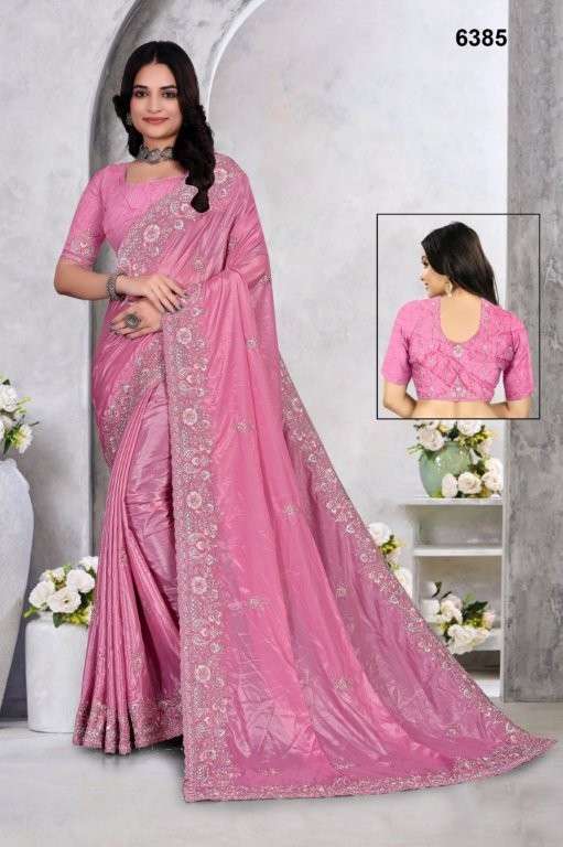 6385 COLOUR BY ASLIWHOLESALE DESIGNER PURE FANCY EMBROIDERY PRINTED SAREES-00103