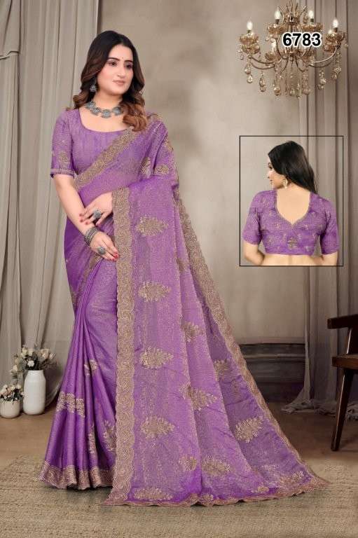 6783 COLOUR BY ASLIWHOLESALE DESIGNER PURE FANCY EMBROIDERY PRINTED SAREES-00103