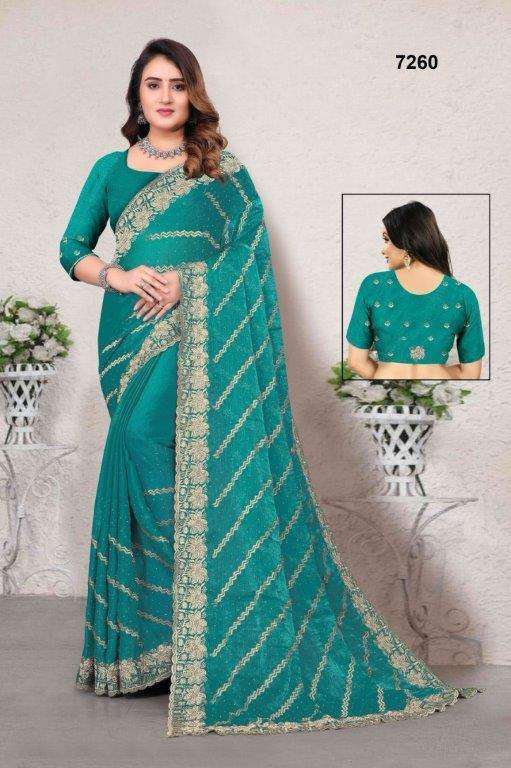 7270 COLOUR BY ASLIWHOLESALE DESIGNER PURE FENDY EMBROIDERY SAREES-00103