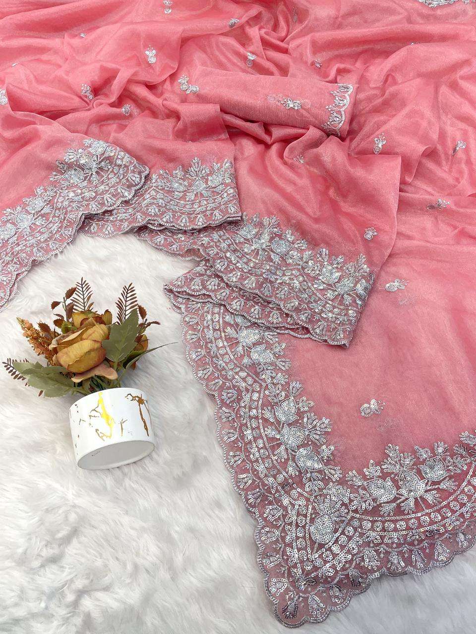 741 COLOUR BY ASLIWHOLESALE DESIGNER PURE FANCY EMBROIDERY SAREES-00285