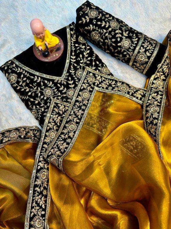 742 COLOUR BY ASLIWHOLESALE DESIGNER PURE JIMMY CHOO FANCY EMBROIDERY SAREES-00285