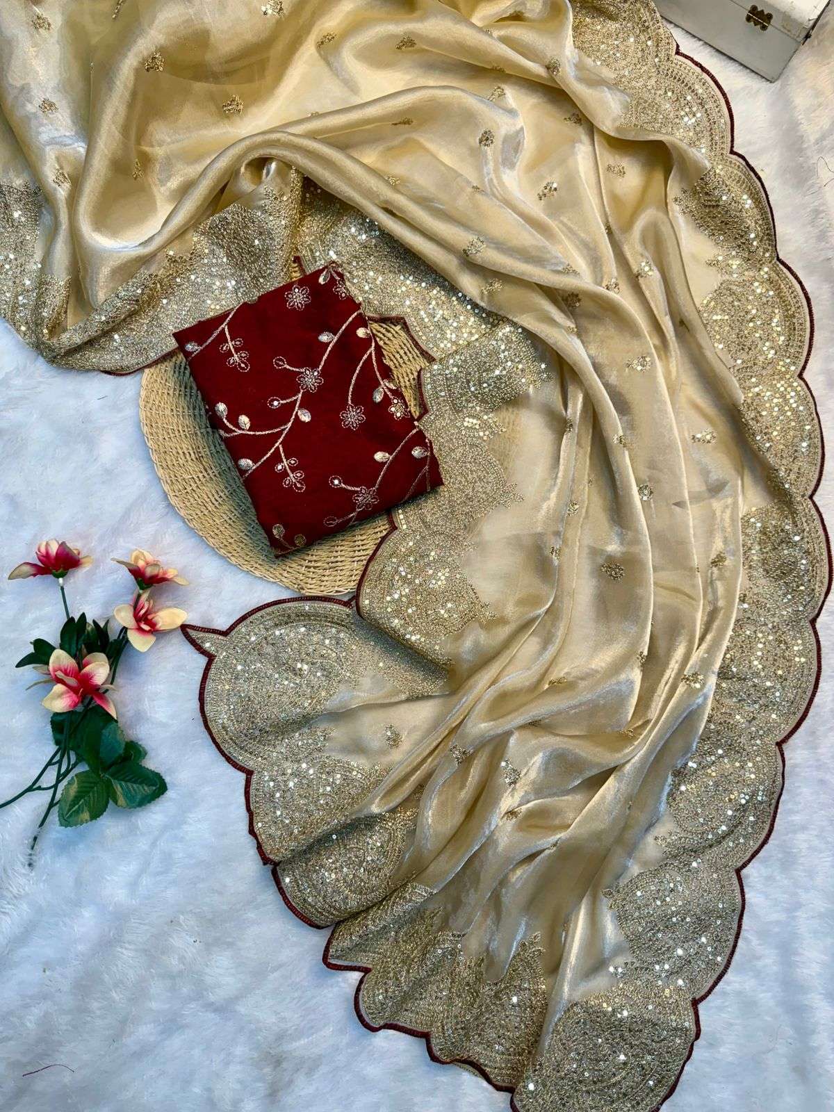 759 COLOUR BY ASLIWHOLESALE DESIGNER PURE JIMMY CHOO SILK SEQUENCE SAREES-00285