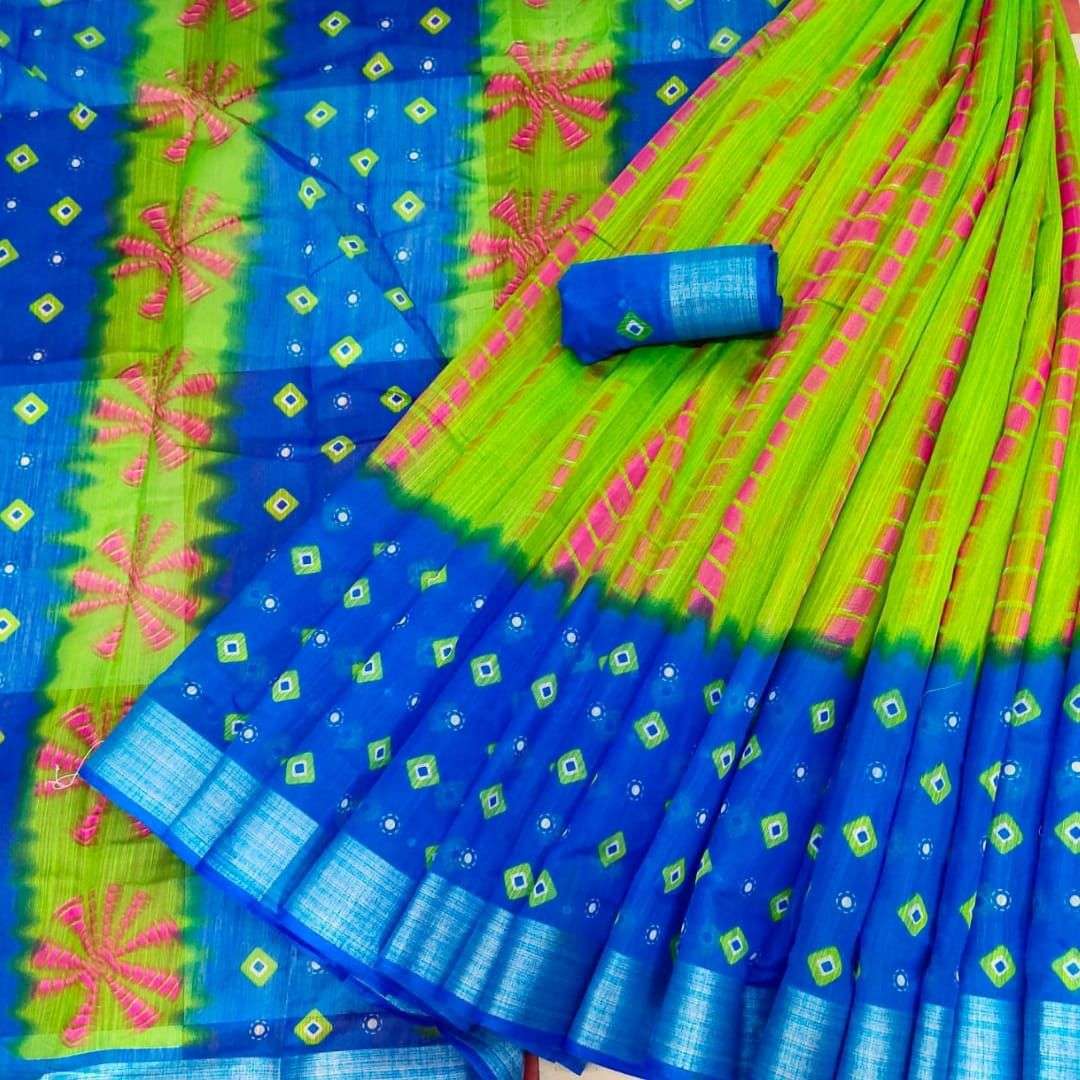 816 HIT DESIGN BY ASLIWHOLESALE DESIGNER PURE COTTON PRINTED SAREES-00284