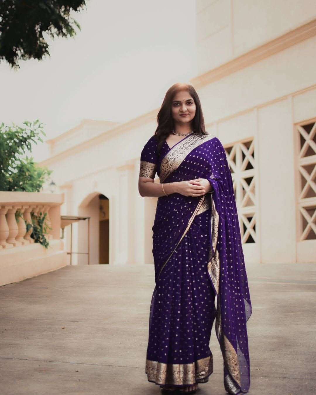935 HIT DESIGN BY ASLIWHOLESALE DESIGNER PURE VISCOSE GEOREGETTE EMBROIDERY SAREES-00284