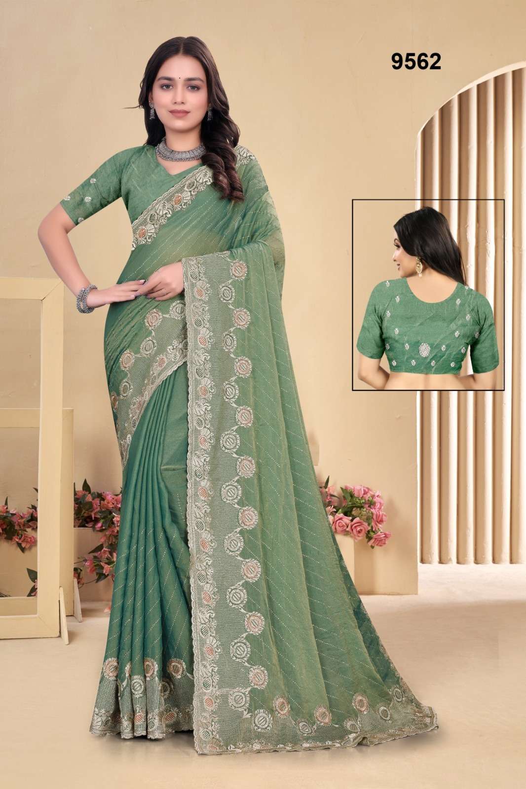 9562 COLOUR BY ASLIWHOLESALE DESIGNER PURE NC MOSS FANCY SAREES-00103