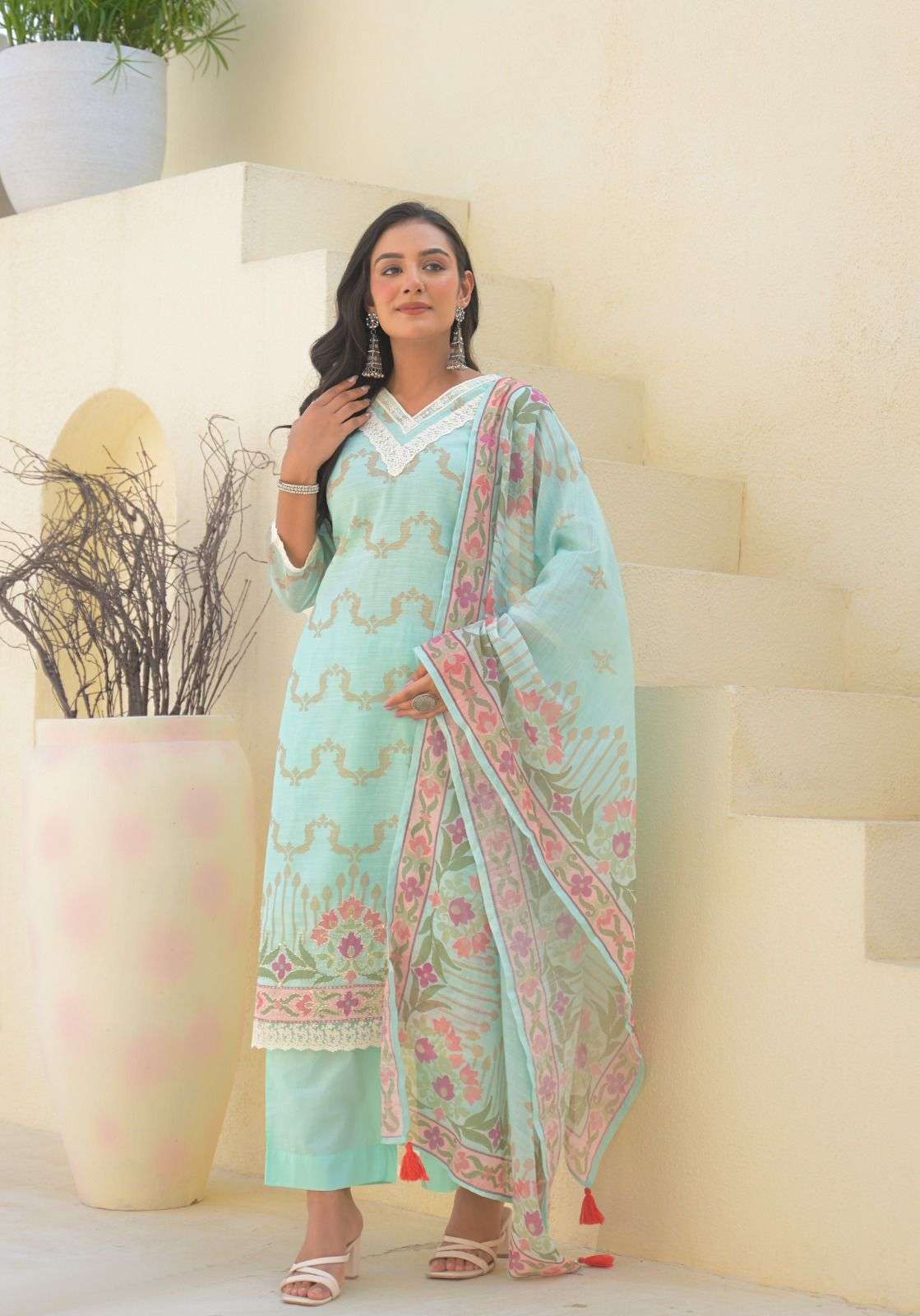 9994 SERIES BY ASLIWHOLESALE DESIGNER PURE LINEN PRINTED DRESSES-00298
