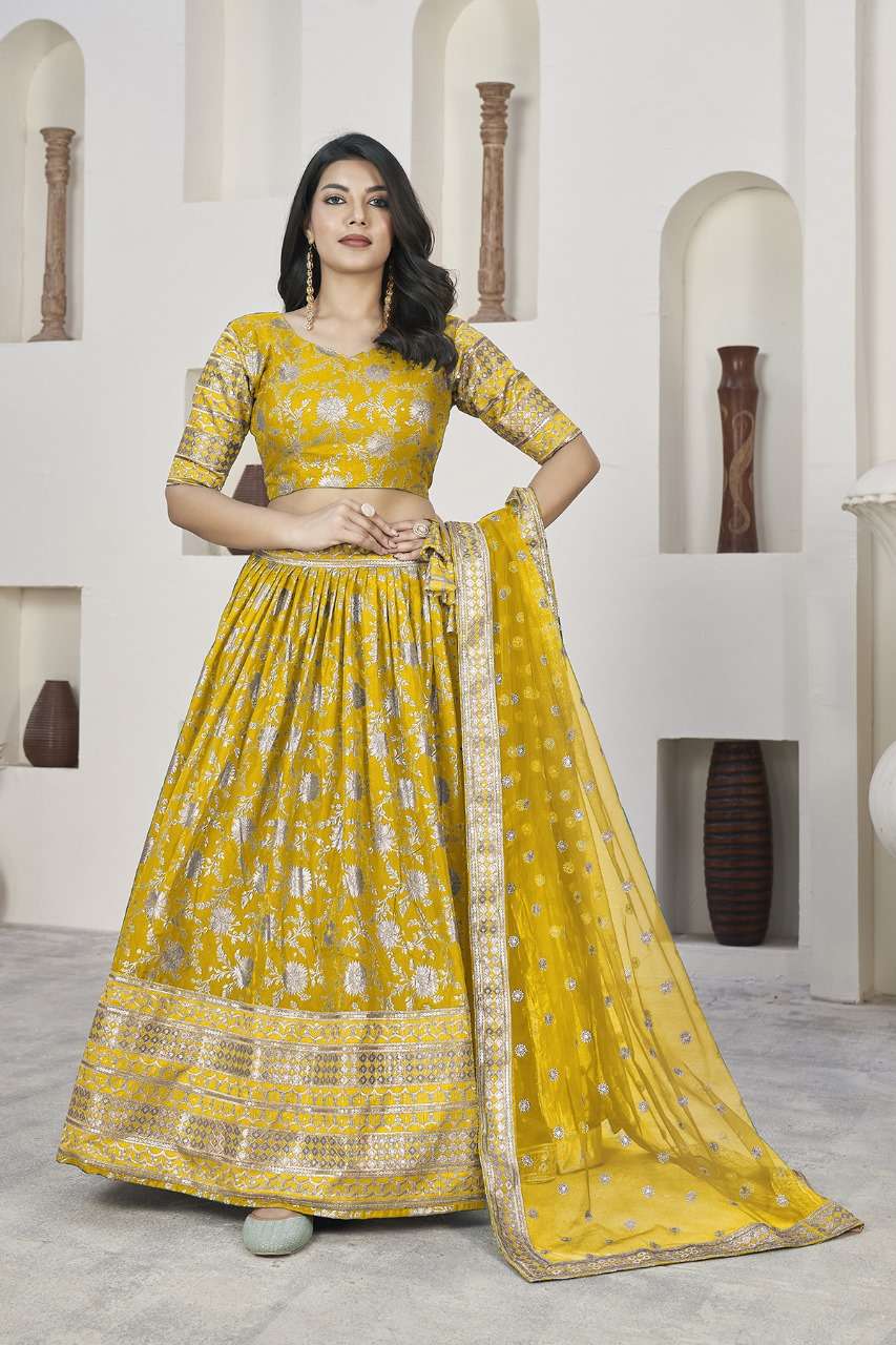 AALISHA 1018 BY ASLIWHOLESALE DESIGNER PURE DOLA JACQUARD EMBROIDERY LEHENGAS-00060