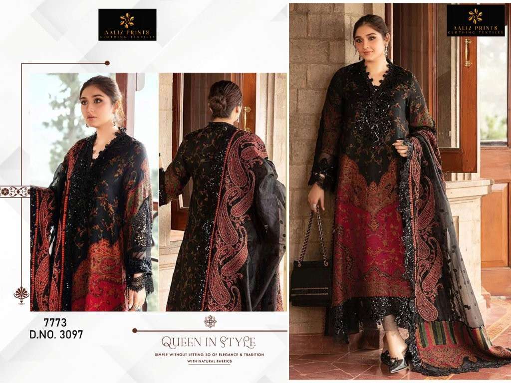 AALIZ PRINTS 3097 HIT COLOUR PURE COTTON PRINTED EMBROIDERY PAKISTANI DRESS-00062