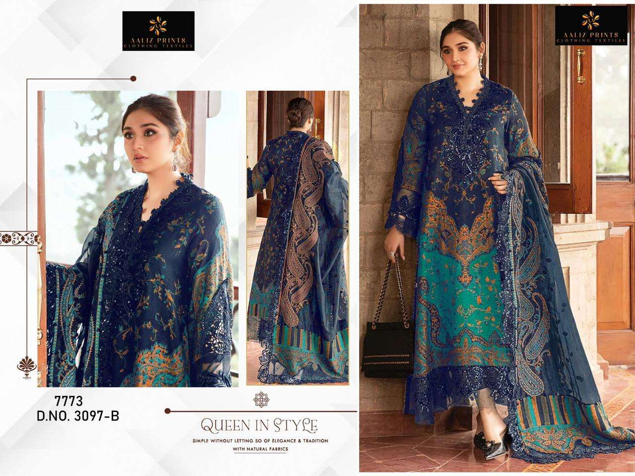 AALIZ PRINTS 3097 HIT COLOUR PURE COTTON PRINTED EMBROIDERY PAKISTANI DRESS-00071