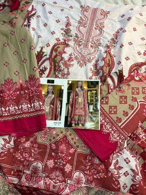 AALIZ PRINTS AALIZA VOL-03 3144 TO 3147 SERIES PURE COTTON PRINTED PAKISTANI DRESSES-00062
