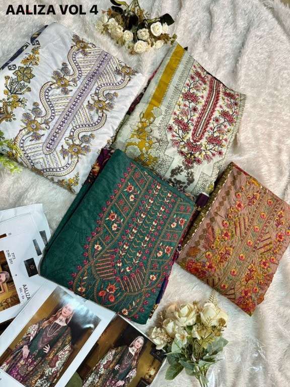 AALIZ PRINTS AALIZA VOL-04 3148 TO 3151 SERIES PURE COTTON PRINTED PAKISTANI DRESSES-00062