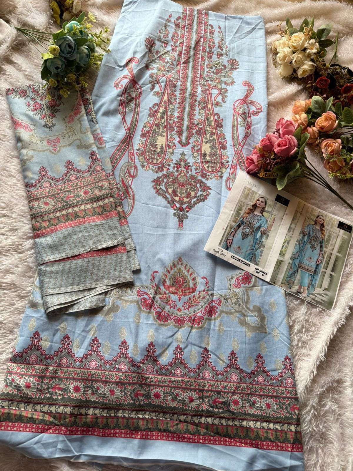 AALIZ PRINTS BIN SAEED VOL-01 3089 TO 3092 SERIES PURE COTTON PRINTED PAKISTANI DRESSES-00062