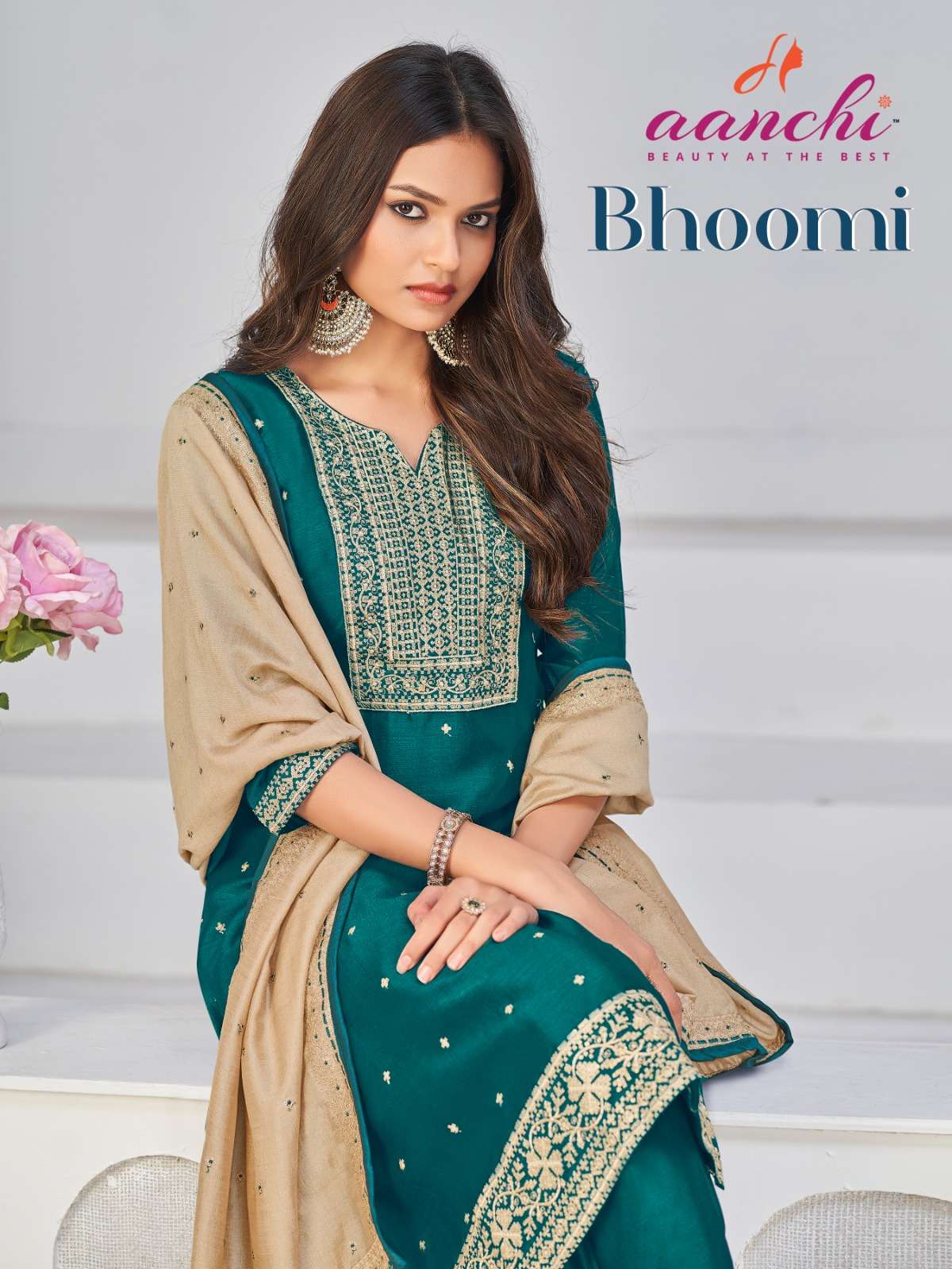 AANCHI BHOOMI PURE VICHITRA SILK EMBROIDERY DRESSES-00286