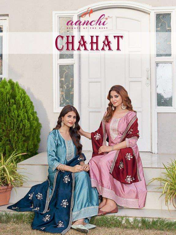 AANCHI CHAHAT PURE CRYSTAL SILK EMBROIDERY DRESSES-00286