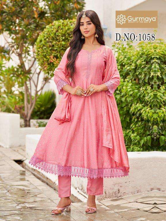 AANCHI DN-1058 TO 1060 SERIES PURE VICHITRA SILK EMBROIDERY DRESSES-00286