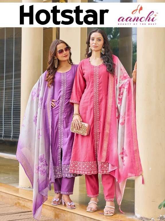 AANCHI HOTSTAR PURE FANCY VATICAN EMBROIDERY PRINTED DRESSES-00286