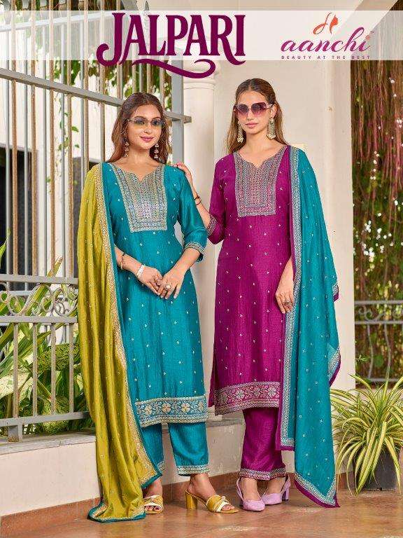 AANCHI JALPARI PURE VICHITRA SILK EMBROIDERY DRESSES-00286